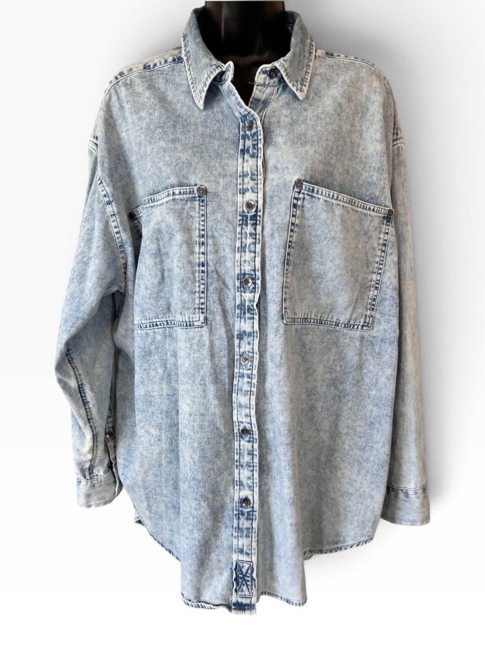 Aerie oversized acid wash denim shirt